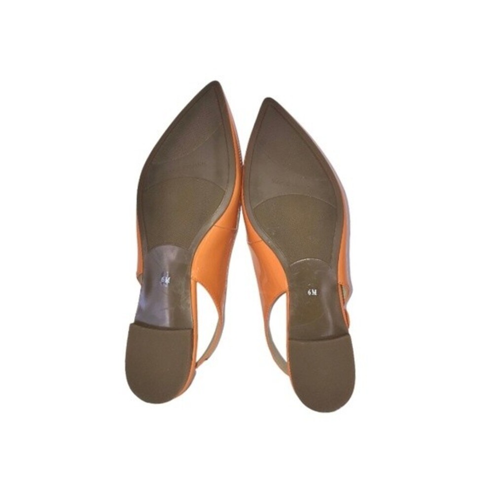 Marc Fisher Anson Slingback Ballet Flats Orange Patent Faux Leather Shoes Size 6 - Picture 7 of 8